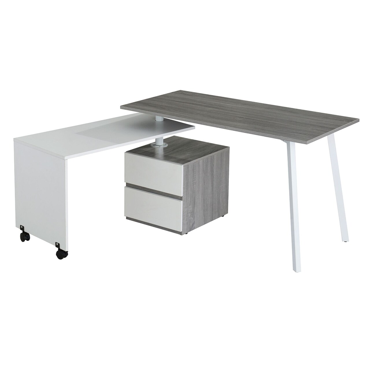Techni Office Solutions 58" Gray Rotating Multi-Positional Modern Desk